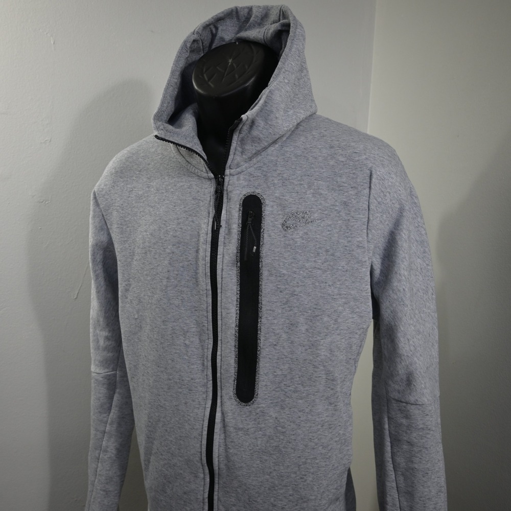 Nike Tech Fleece Full Zip Hoodie Mens M Gray DD4688-010 Zippered Chest Pocket